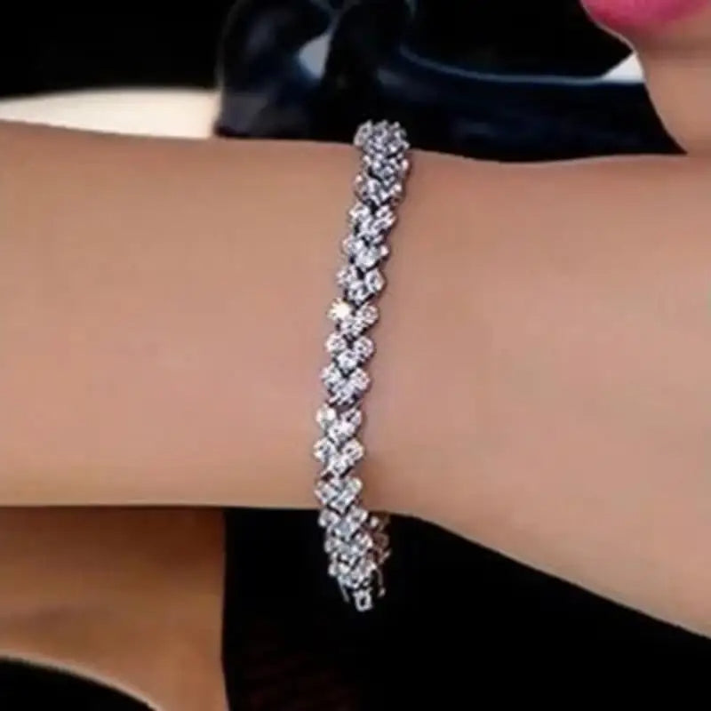 Luxury Roman Crystal Geometric Chain Bracelet