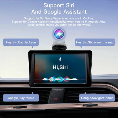 Wireless CarPlay Screen for Andriod Portable Car Play Adapter 7-inch for In-Car Entertainment Bluetooth HD Display for Vehicles