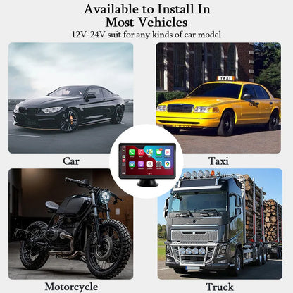 Wireless CarPlay Screen for Andriod Portable Car Play Adapter 7-inch for In-Car Entertainment Bluetooth HD Display for Vehicles