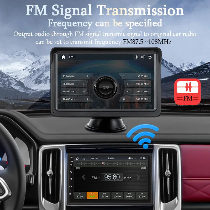 Wireless CarPlay Screen for Andriod Portable Car Play Adapter 7-inch for In-Car Entertainment Bluetooth HD Display for Vehicles