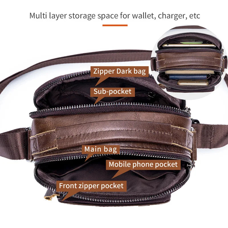 Brand 100% Genuine Leather Men's Shoulder Bags Messenger Bag for Men Crossbody Bags new Small Man Designer Handbag Bolso Male