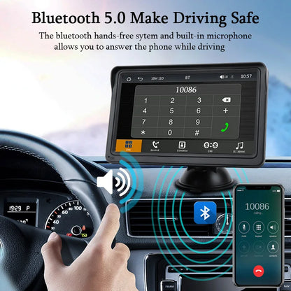 Wireless CarPlay Screen for Andriod Portable Car Play Adapter 7-inch for In-Car Entertainment Bluetooth HD Display for Vehicles