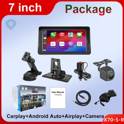 Wireless CarPlay Screen for Andriod Portable Car Play Adapter 7-inch for In-Car Entertainment Bluetooth HD Display for Vehicles