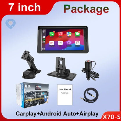 Wireless CarPlay Screen for Andriod Portable Car Play Adapter 7-inch for In-Car Entertainment Bluetooth HD Display for Vehicles