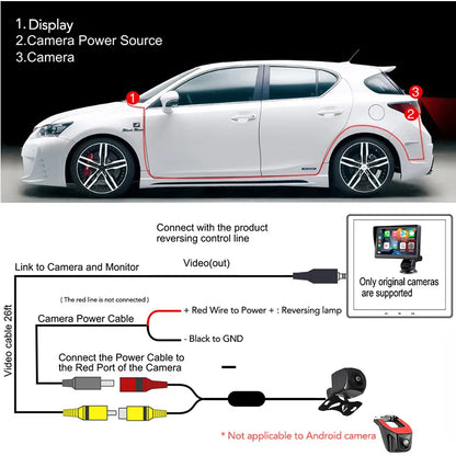 Wireless CarPlay Screen for Andriod Portable Car Play Adapter 7-inch for In-Car Entertainment Bluetooth HD Display for Vehicles