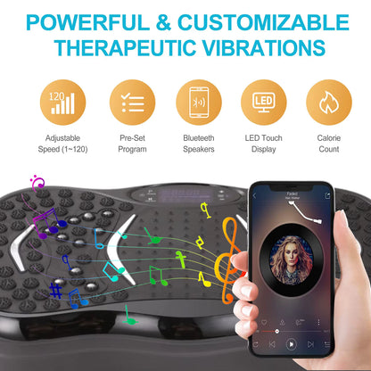 3D Whole Body Vibration Plate Exercise Machine Workout Fitness Platform with Silent Motor Speed Control for Home Fitness
